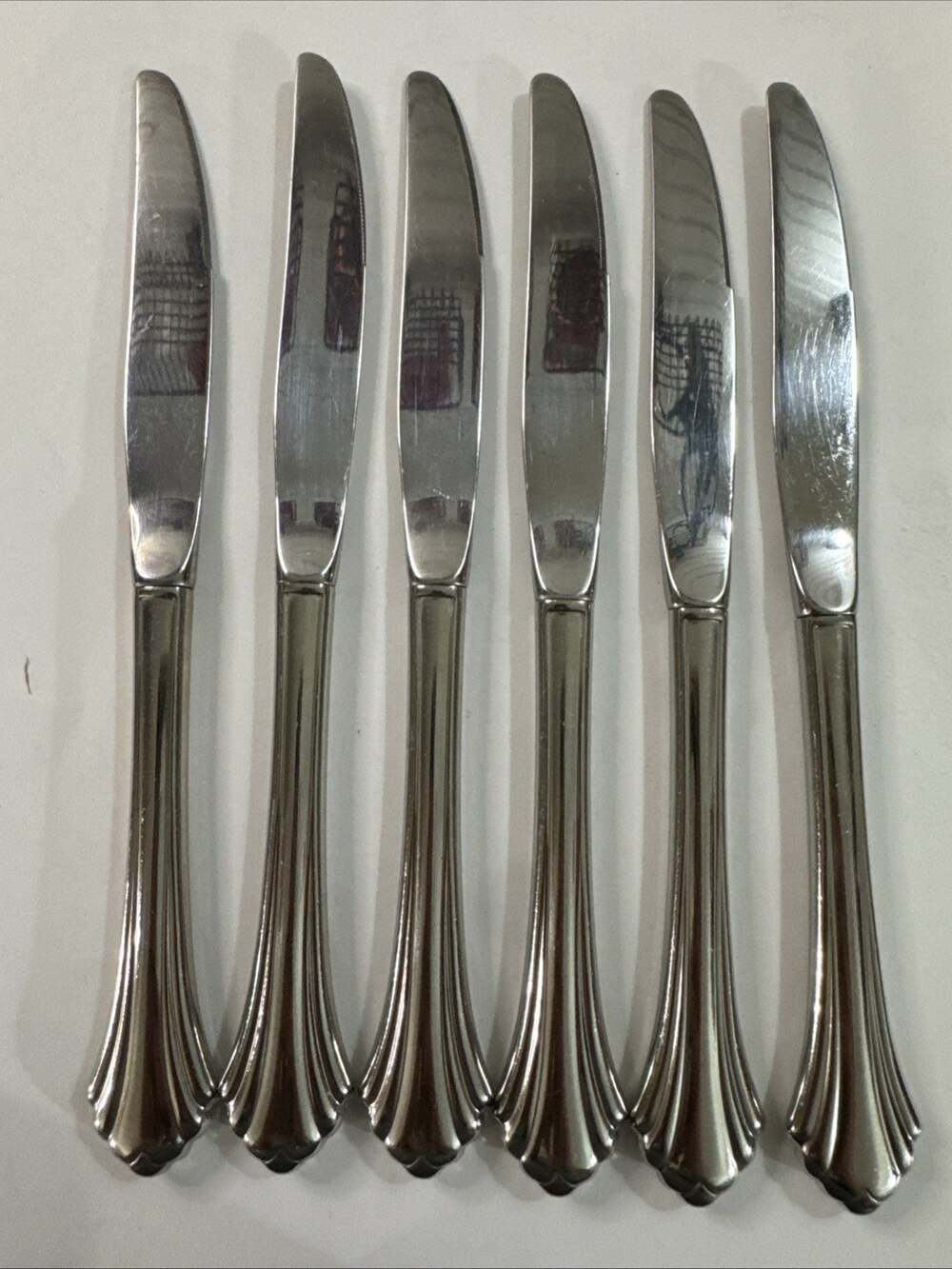 Set Of 6 Oneida Bancroft 18/8 Stainless Flatware Dinner Knives 9" Flatware
